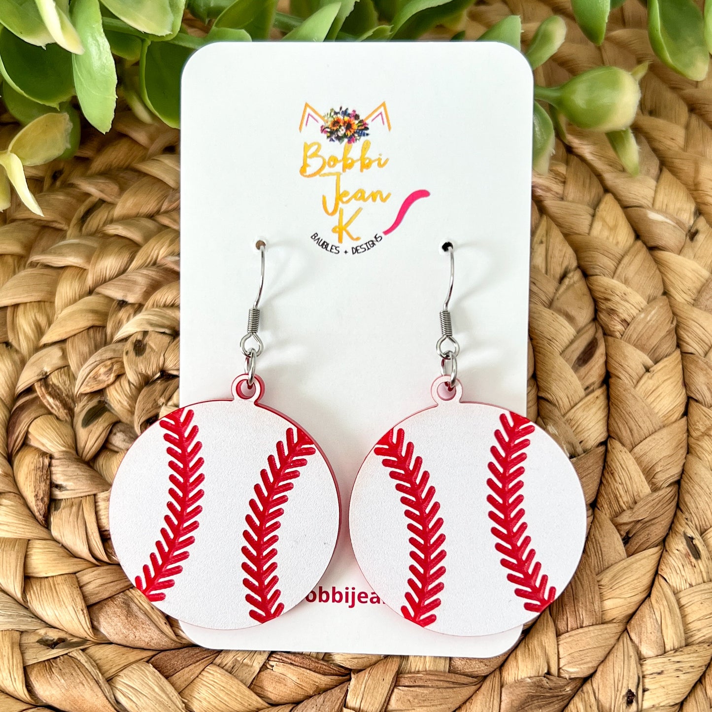Baseball & Softball Engraved Acrylic Earrings