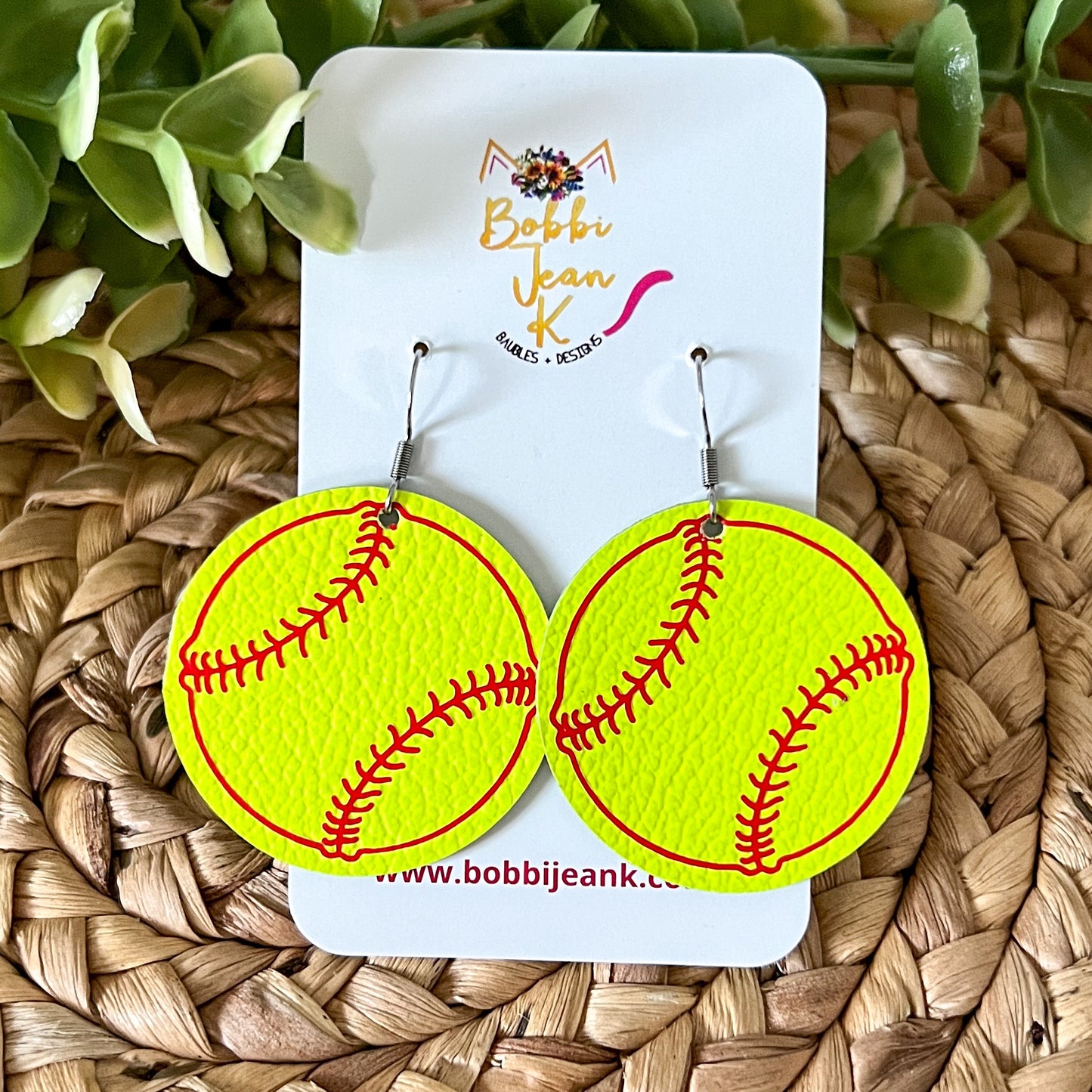Softball Leather Earrings