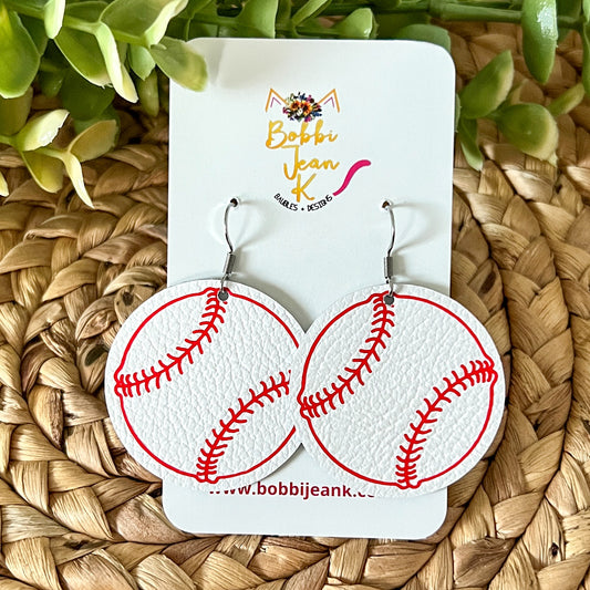 Valentines Day Gifts Shape Baseball Softball Gift Sports Ball Leather Earrings Retro PU Heart Women's Jewelry Gifts for Women, Size: One size, White