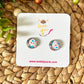 Watercolor Dots Glass Studs 12mm: Choose Silver or Gold Settings