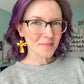 Softball Cross Wood Earrings - Hand Painted