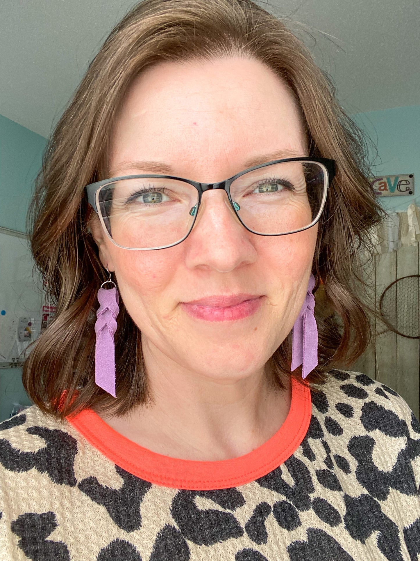 Lilac Hand Braided Suede Leather Earrings