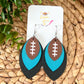 Turquoise & Black Layered Leaf Football Leather Earrings