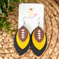 Yellow & Black Layered Leaf Football Leather Earrings