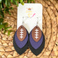 Purple & Black Layered Leaf Football Leather Earrings