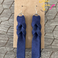 Navy Hand Braided Suede Leather Earrings