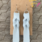 Nearly White Hand Braided Suede Leather Earrings
