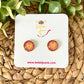 Gold Heart & Red Striped Glass Studs 12mm: Choose Silver or Gold Settings