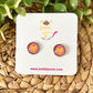 Gold Heart & Red Striped Glass Studs 12mm: Choose Silver or Gold Settings