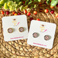 SALE: Striped Jack-O-Lantern Glass Studs 12mm: Choose Silver or Gold Settings - LAST CHANCE