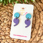 Purple & Blue Semicolon Wood Stud Earrings - Supporting the 988 Suicide & Crisis Lifeline