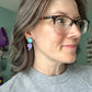 Purple & Blue Semicolon Wood Stud Earrings - Supporting the 988 Suicide & Crisis Lifeline