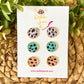 Lavender, Blue, and/or Cantaloupe Spotted Leather Studs: Choose Set of 3 or Individual in Silver or Gold Settings