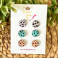 Lavender, Blue, and/or Cantaloupe Spotted Leather Studs: Choose 3-Pack or Individual in Silver or Gold Settings