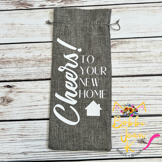 Wine Gift Bag: Cheers to Your New Home - Gray