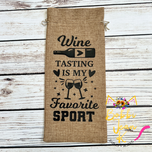 Wine Gift Bag: Wine Tasting is My Favorite Sport - Natural