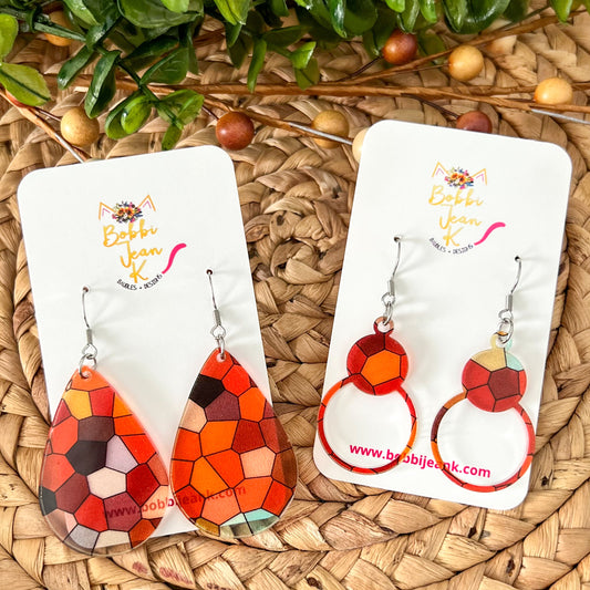 Stained Glass Acrylic Earrings: Choose From 2 Shape Options - LAST CHANCE