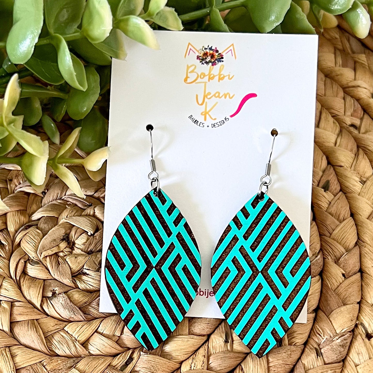 Geometric Oval Shape Wood Earrings: Choose From 3 Color Options