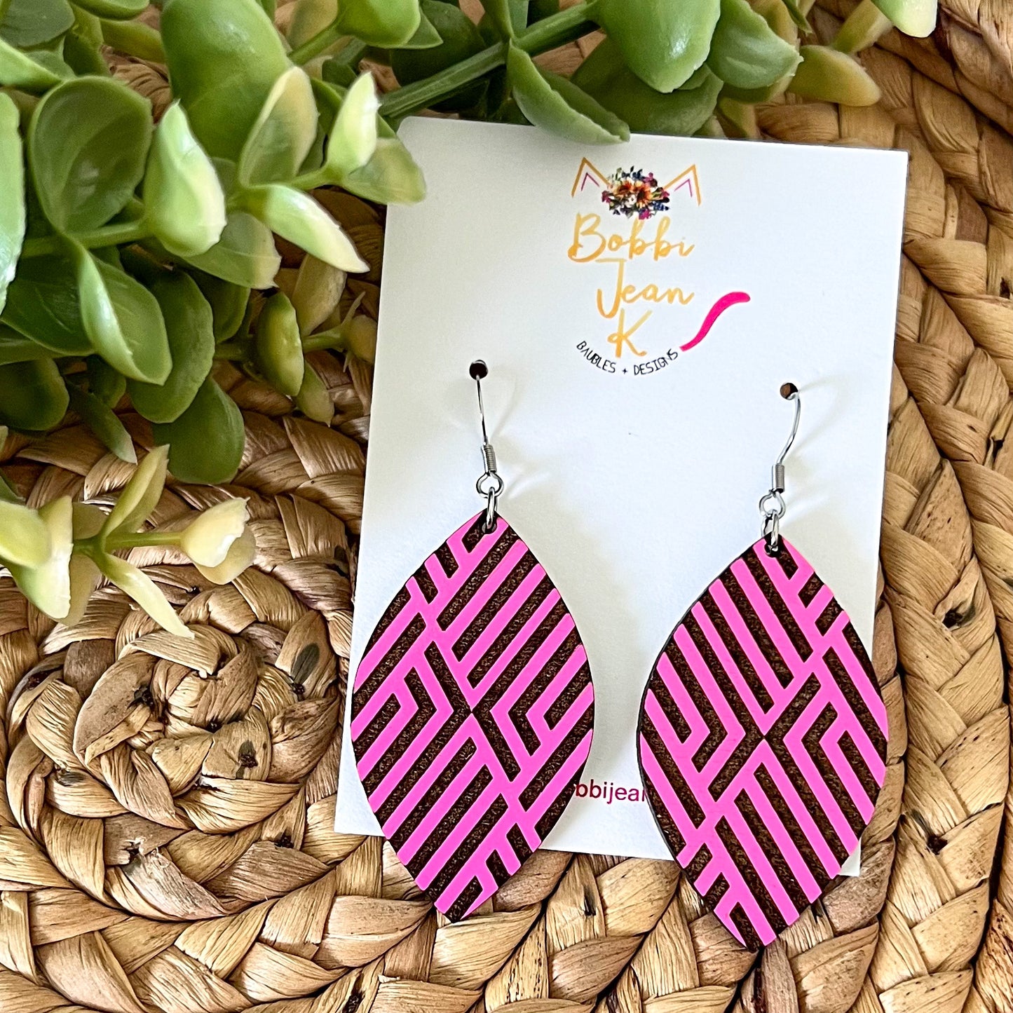 Geometric Oval Shape Wood Earrings: Choose From 3 Color Options