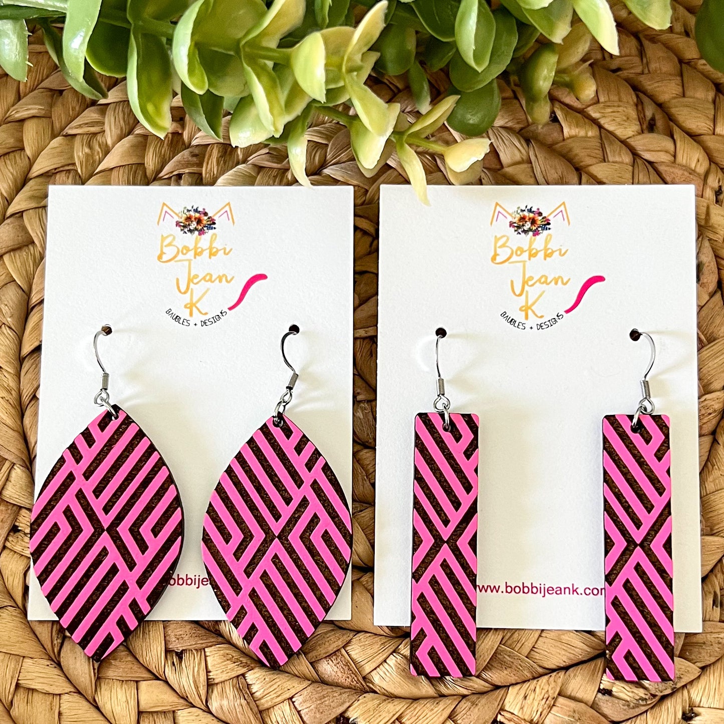 Geometric Oval Shape Wood Earrings: Choose From 3 Color Options