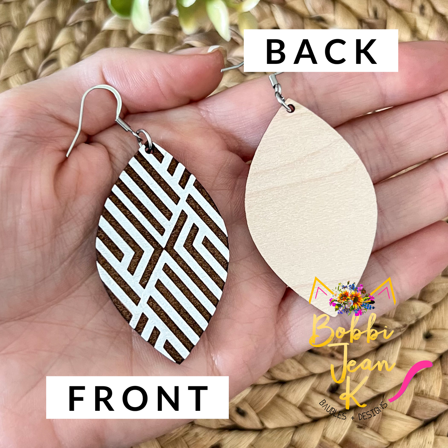 Geometric Oval Shape Wood Earrings: Choose From 3 Color Options