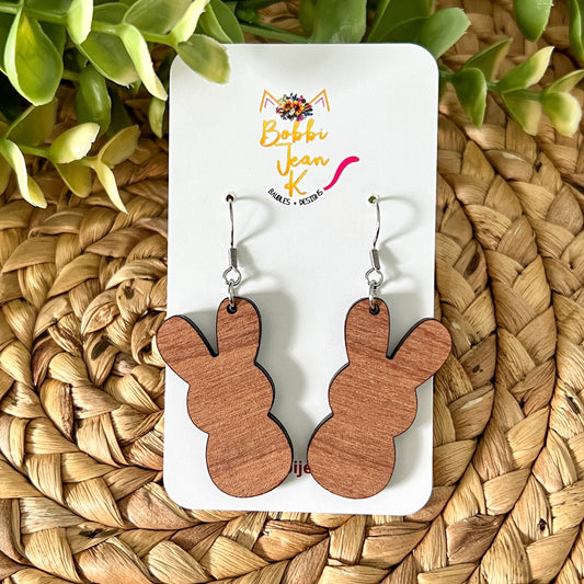 Wood Bunny Earrings