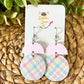 Pastel Plaid Leather Earring Circle Drop: Choose From 3 Colors