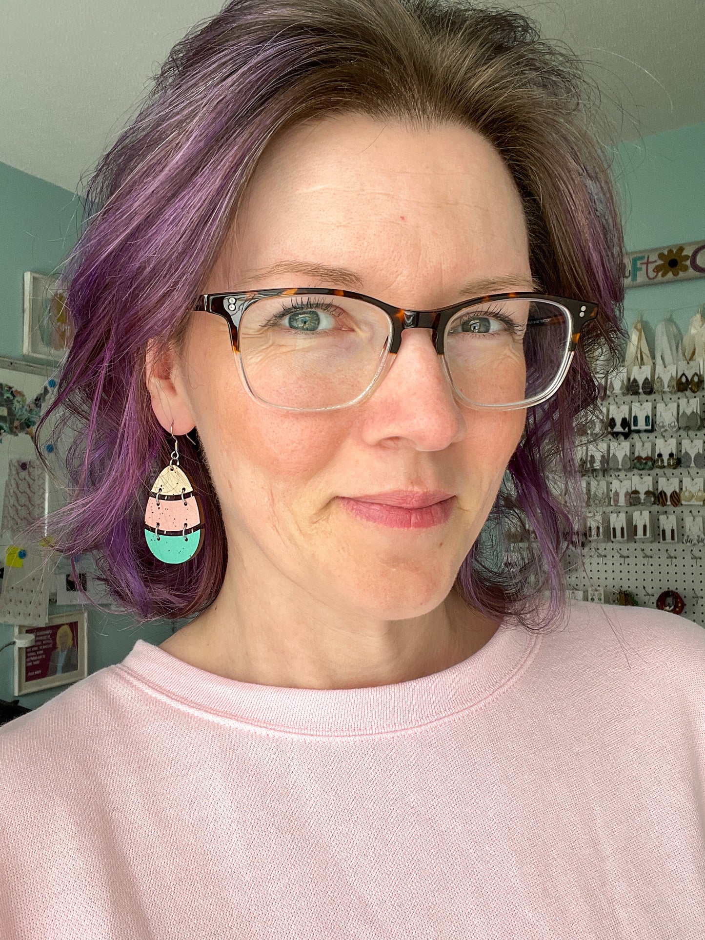 Speckled Split Egg Wood Earrings: Choose From 2 Color Options