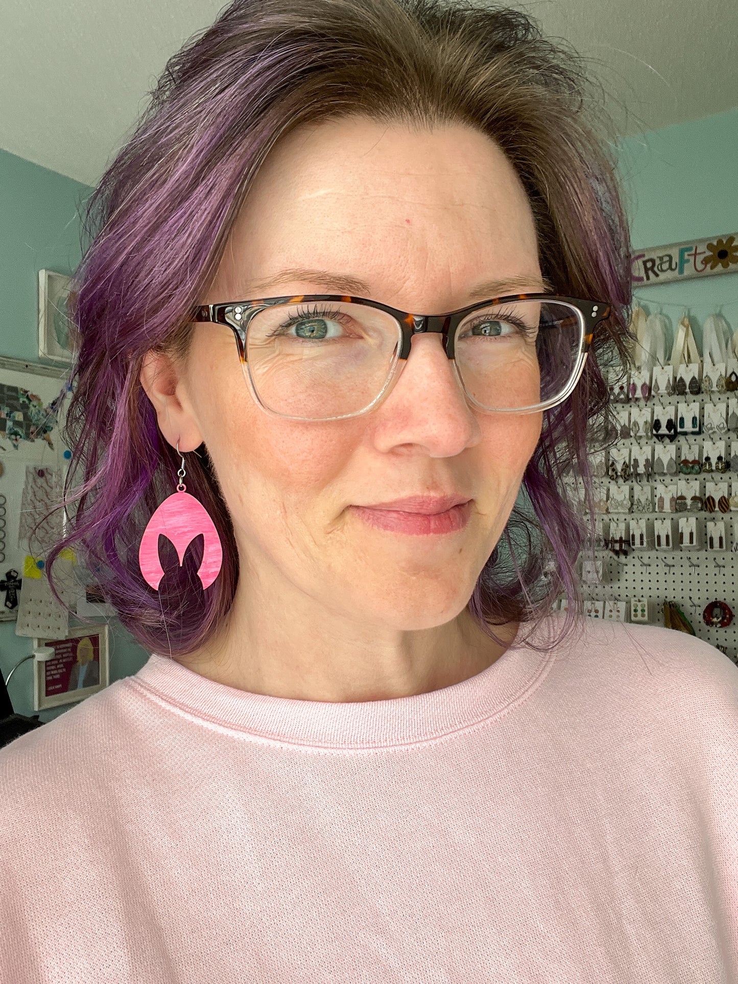 Bunny Silhouette Wood Earrings: Choose From Walnut or Hand Painted Pink Wash