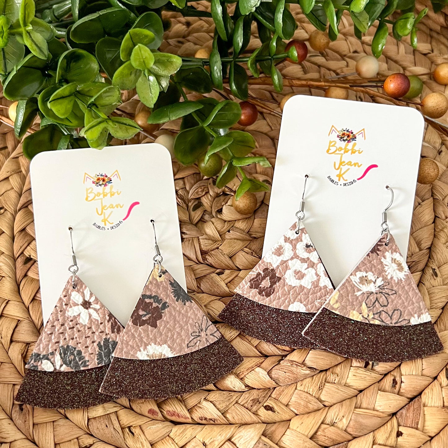 Fall Floral Leather Earrings: Choose From 3 Shape Options