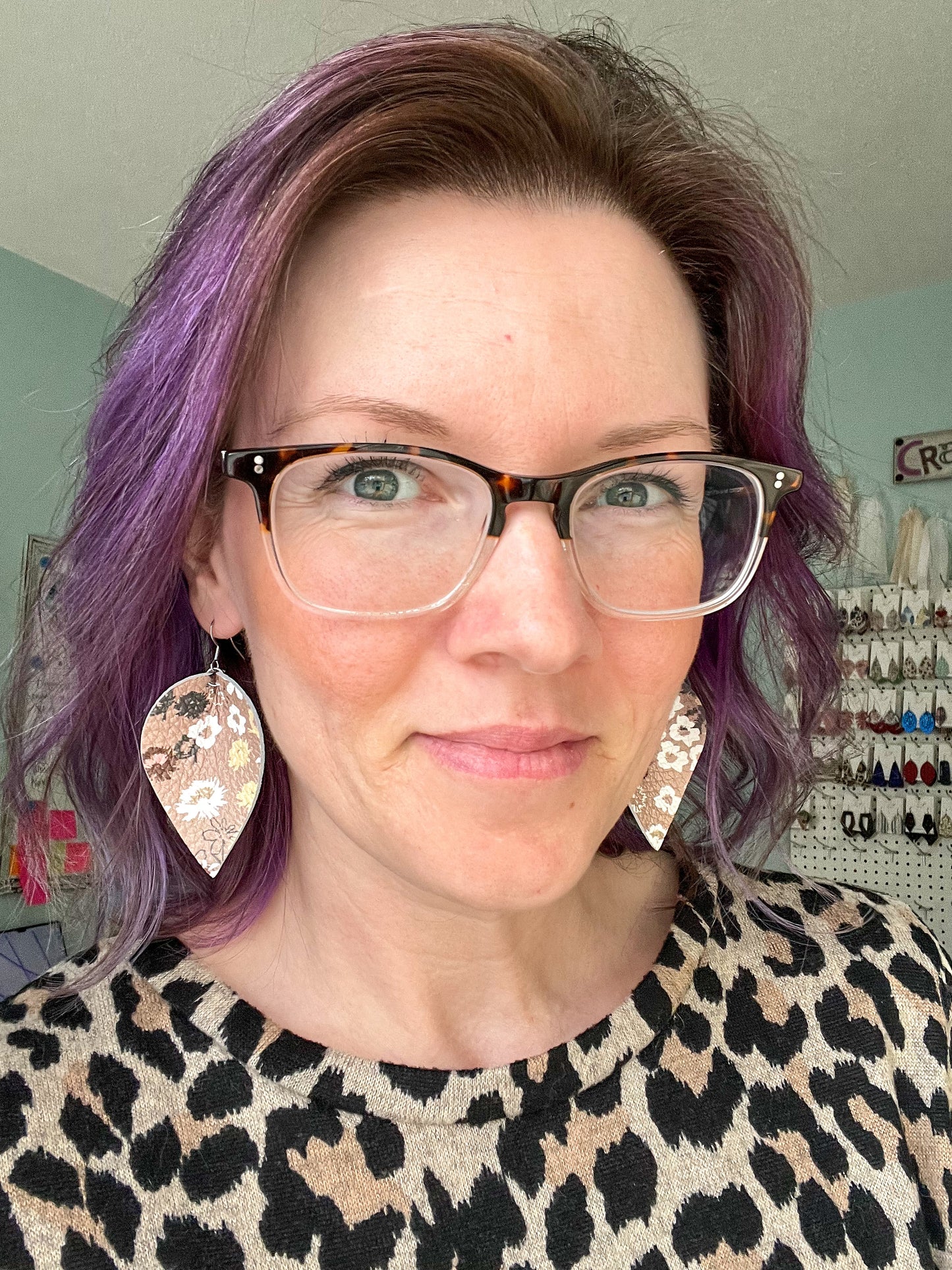 Fall Floral Leather Earrings: Choose From 3 Shape Options