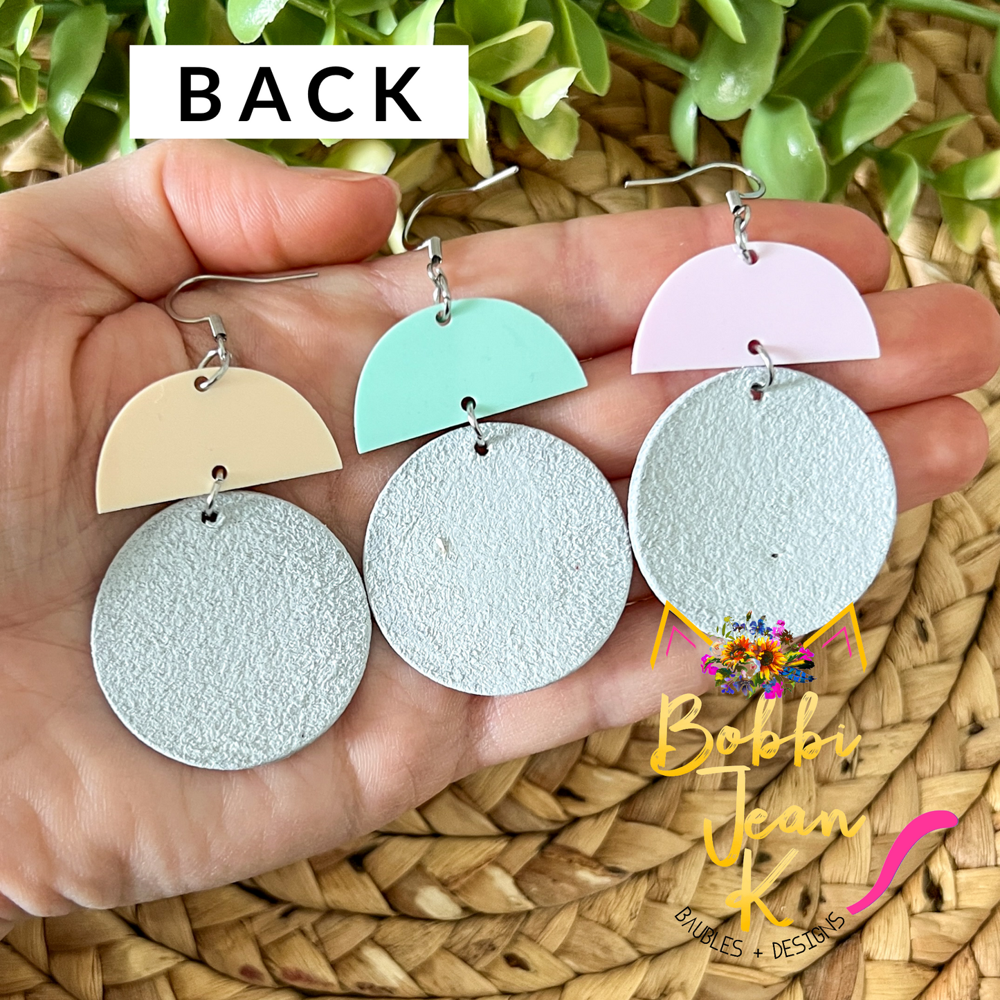 Pastel Plaid Leather Earring Circle Drop: Choose From 3 Colors - LAST CHANCE