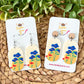Blue & Red Poppy Floral Rectangular Acetate Earrings - Choose From 2 Styles