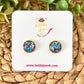 Pink/Blue/Silver Glitter Studs 12mm: Choose Silver or Gold Settings