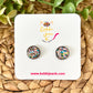 Pink/Blue/Yellow Gold Glitter Studs 12mm: Choose Silver or Gold Settings