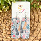 Floral Blues Cork on Leather Bar Earrings - ONLY ONE LEFT