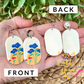 Blue & Red Poppy Floral Rectangular Acetate Earrings - Choose From 2 Styles