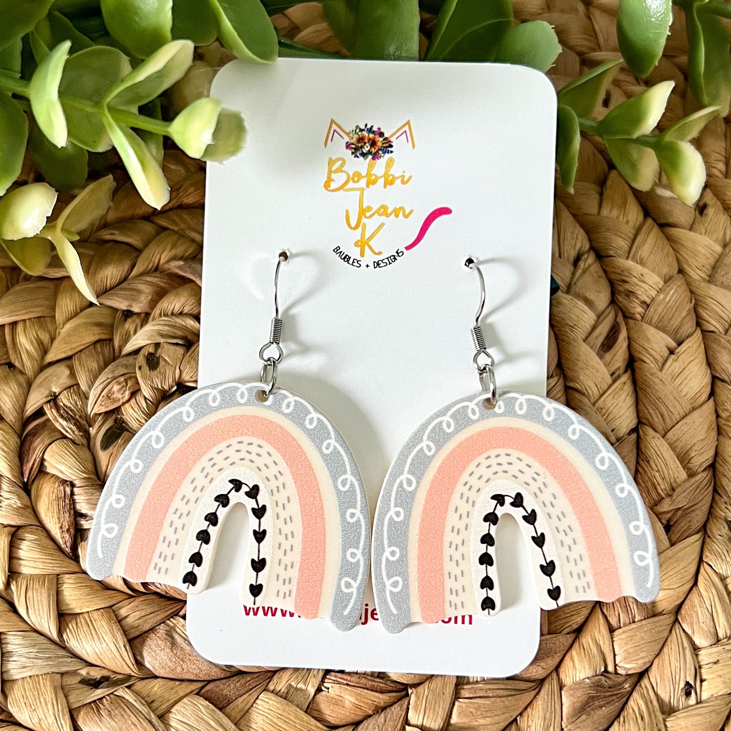 Gray Rainbow Acrylic & Resin Earrings