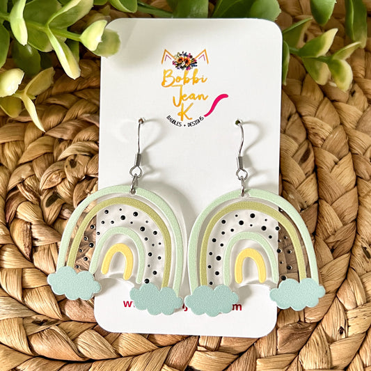 Cloud Rainbow Acrylic & Resin Earrings - LAST CHANCE