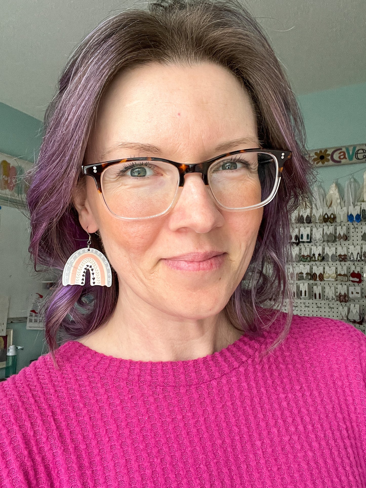 Gray Rainbow Acrylic & Resin Earrings