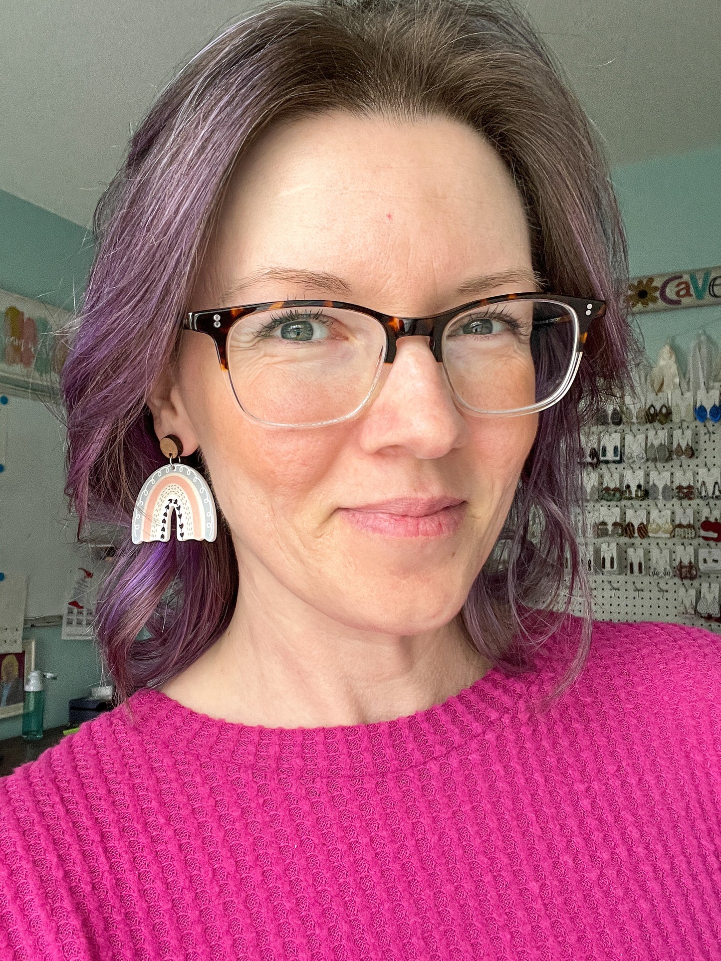 Gray Rainbow Acrylic & Resin Earrings