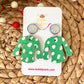 Green Spotted "Ugly" Sweater Cork on Leather Earrings - LAST CHANCE