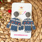 Sweater Print "Ugly" Sweater Cork on Leather Earrings - LAST CHANCE