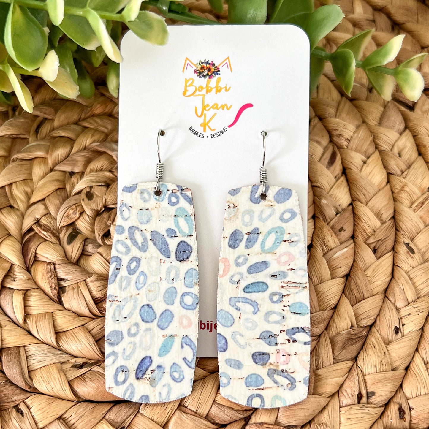 Ocean Pebbles Cork on Leather Earrings: Choose From 2 Styles - ONE OF EACH STYLE LEFT