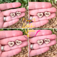 Natural Cherry Wood Affirmation Heart Studs: 4 Pairs in One Set