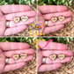 Peach Wood Affirmation Heart Studs: 4 Pairs in One Set