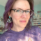 Colorful Trees "Ugly" Sweater Cork on Leather Earrings - LAST CHANCE