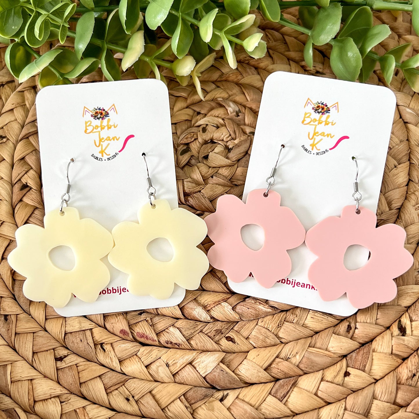 Boho Flower Acrylic Earrings: Choose From Ivory or Blush