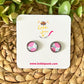 Pink & Gray Floral Glass Studs 12mm: Choose Silver or Gold Settings