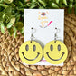 Yellow Smile Wood Earrings
